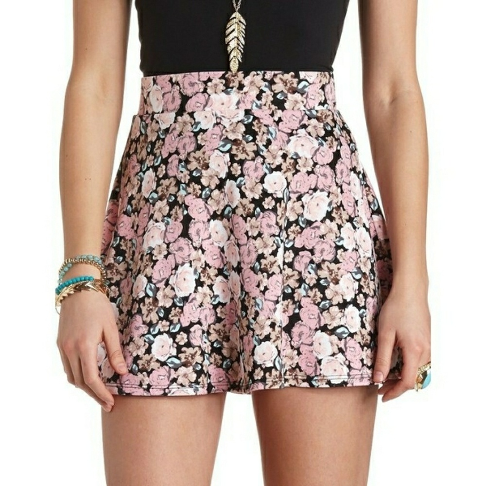 Floral High- Waisted skater skirt